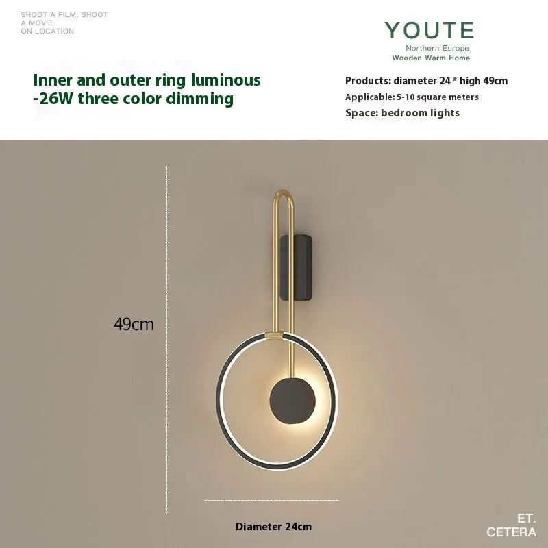 Nordic LED ceiling lamp with acrylic shade and inner ring luminous design for bedroom or living room wall mounting