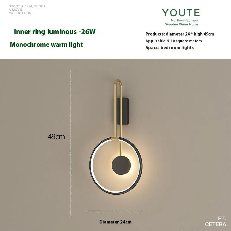 Nordic LED ceiling lamp with acrylic shade and inner ring luminous design for bedroom or living room wall mounting