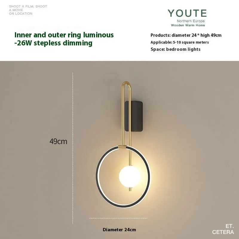 Nordic LED ceiling lamp with acrylic shade and inner ring luminous design for bedroom or living room wall mounting