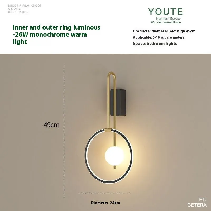 Nordic LED ceiling lamp with acrylic shade and inner ring luminous design for bedroom or living room wall mounting