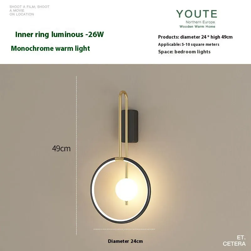 Nordic LED ceiling lamp with acrylic shade and inner ring luminous design for bedroom or living room wall mounting