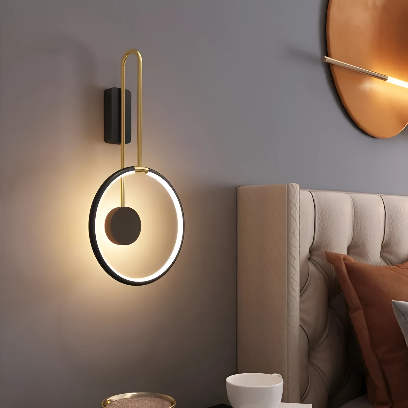 Nordic LED ceiling lamp with acrylic shade and inner ring luminous design for bedroom or living room wall mounting