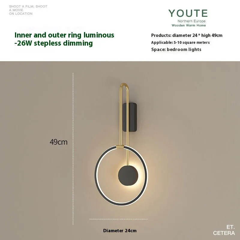 Nordic LED ceiling lamp with acrylic shade and inner ring luminous design for bedroom or living room wall mounting