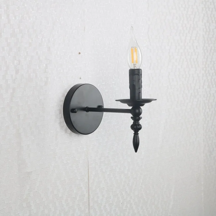 American retro small iron wall lamp with candle holder for hallway stairs indoor aisle