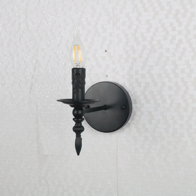 American retro small iron wall lamp with candle holder for hallway stairs indoor aisle