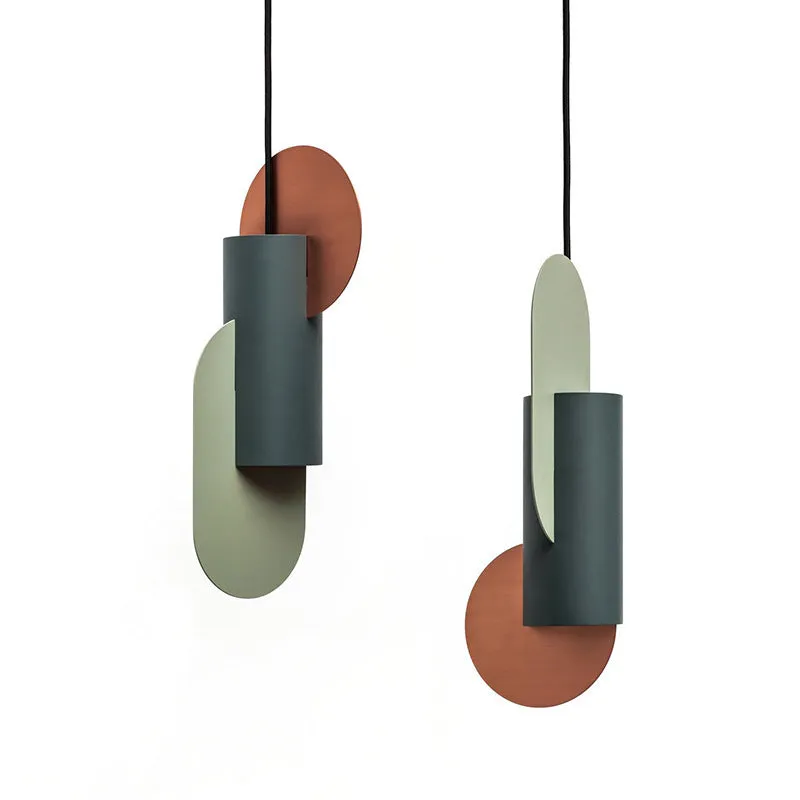 Nordic creative single head small iron LED chandelier in white grey pink, 250x500mm