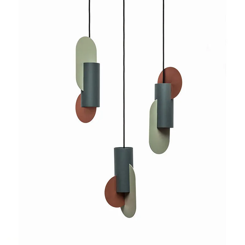 Nordic creative single head small iron LED chandelier in white grey pink, 250x500mm
