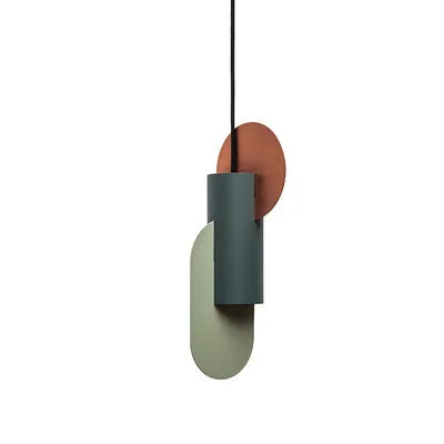 Nordic creative single head small iron LED chandelier in white grey pink, 250x500mm