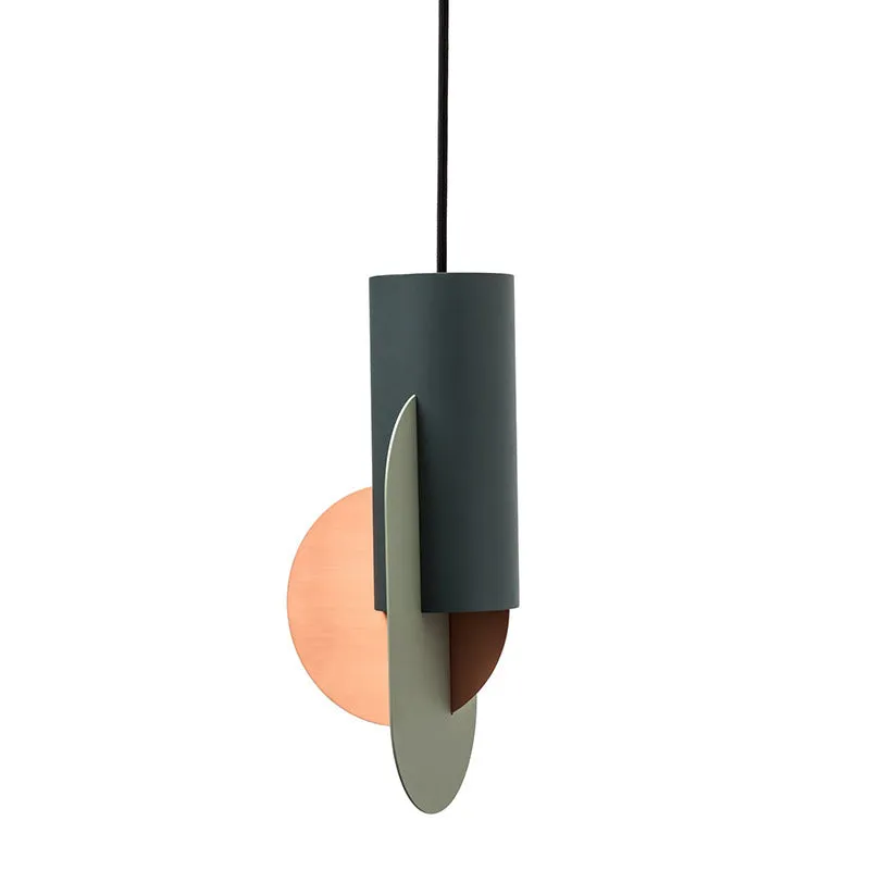 Nordic creative single head small iron LED chandelier in white grey pink, 250x500mm