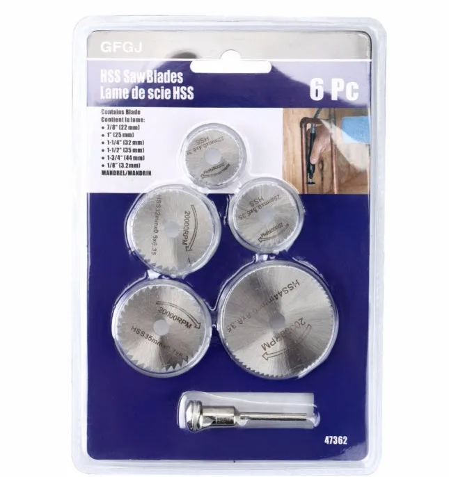 Circular saw blade and mandrel set with high-speed steel construction for woodworking