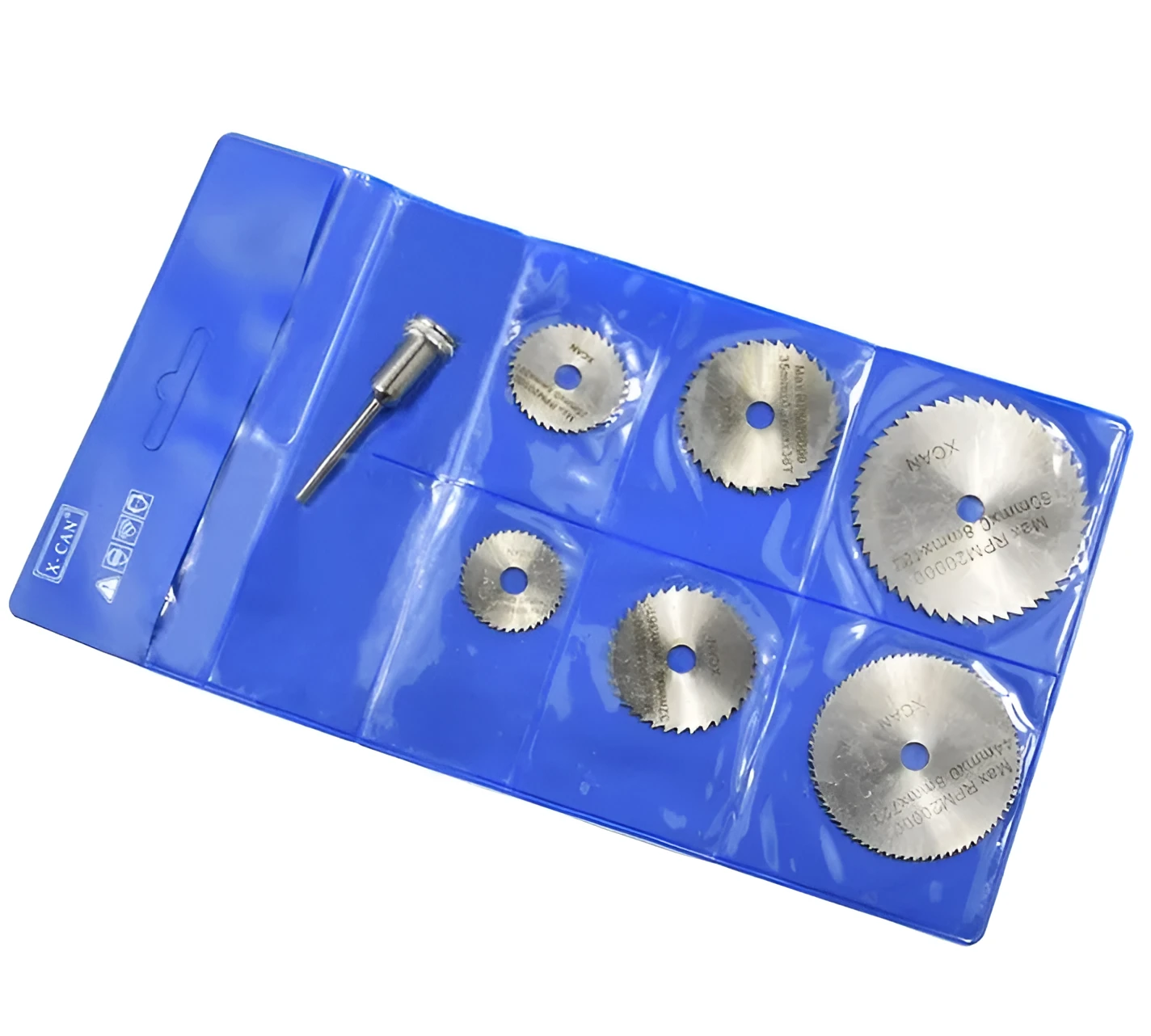Circular saw blade and mandrel set with high-speed steel construction for woodworking