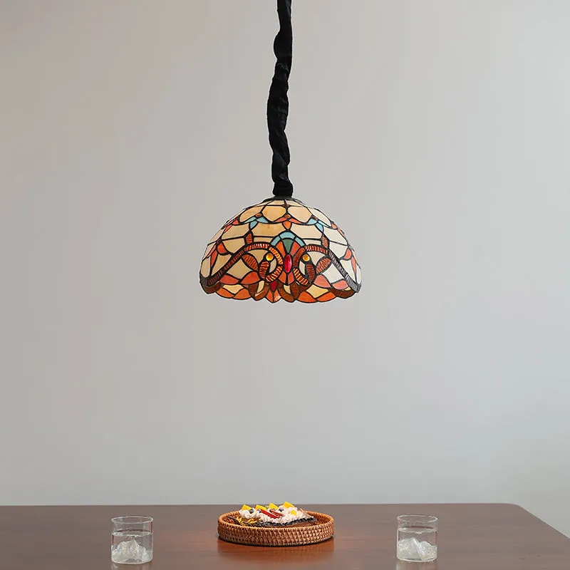 Handwoven glass Mediterranean pendant lamp with ABS and hardware chassis for bedroom or dining room