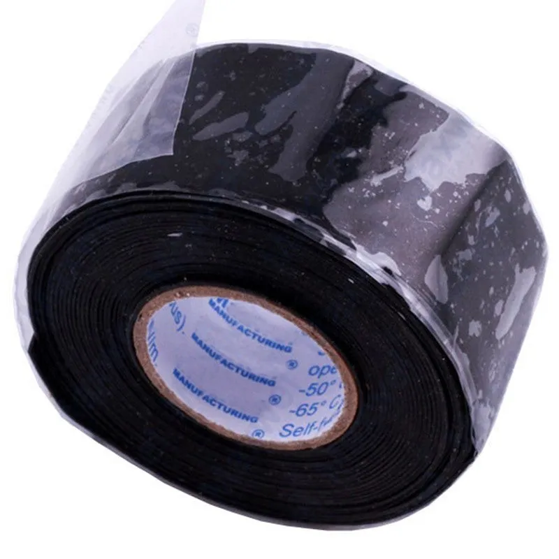Roll of black waterproof silicone repair tape 3 m length for sealing pipes and electrical connections