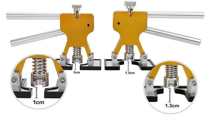 Paintless dent repair kit with aluminium body, stainless steel components, and silicone lifter tooth tip