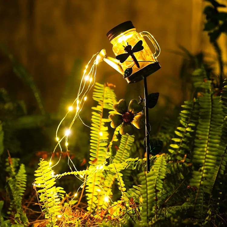 Solar iron shower waterproof kettle lamp with IP44 protection, animal zodiac design, 17x9.5x79.5cm, butterfly option