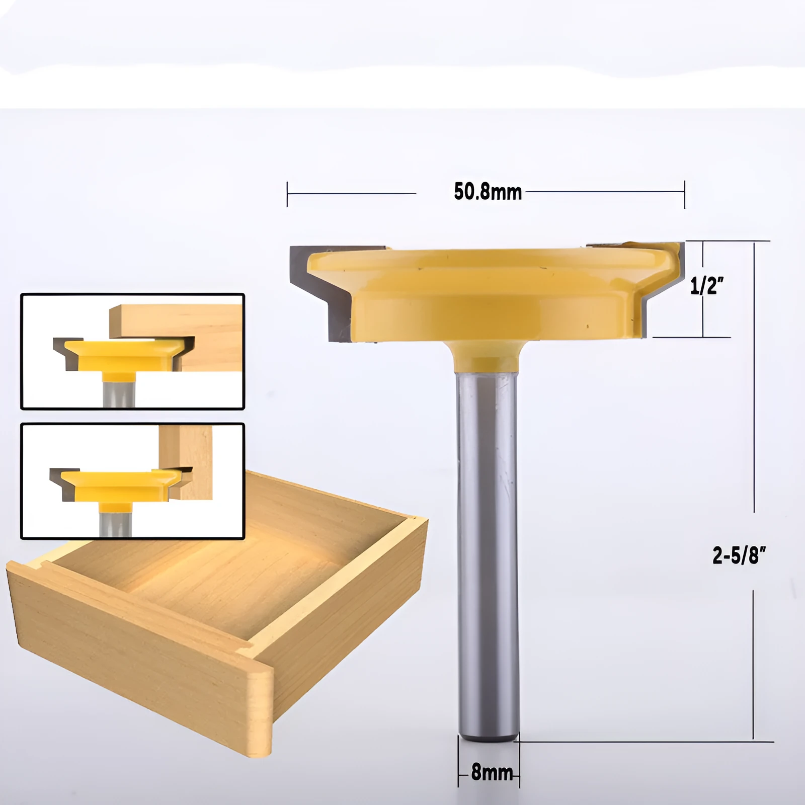 CHWJW 8mm shank straight rail and stile router bit with yellow hard alloy body