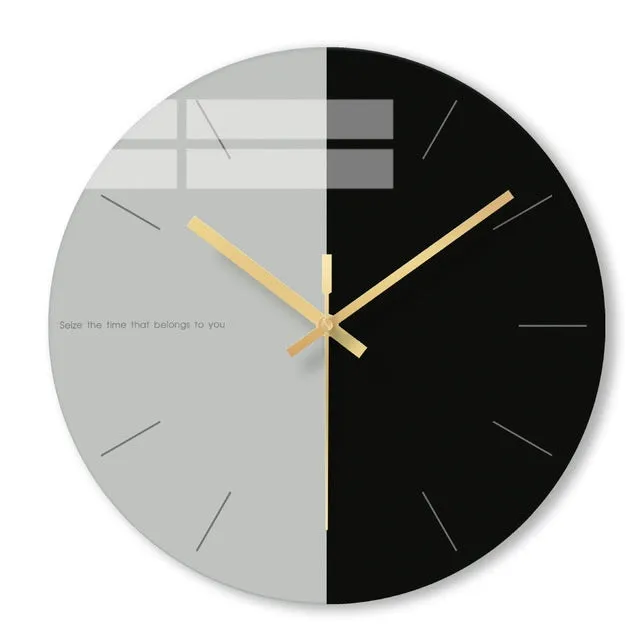 Transparent tempered glass minimalist wall clock with silent movement on a white wall.