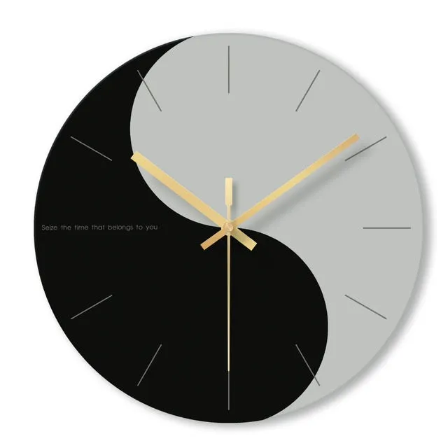 Transparent tempered glass minimalist wall clock with silent movement on a white wall.