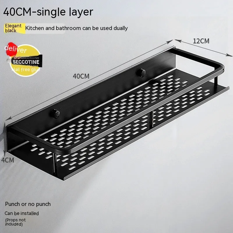 Modern 2-layer aluminium bathroom storage rack with 50kg capacity in a 60cm size option