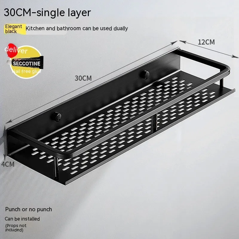 Modern 2-layer aluminium bathroom storage rack with 50kg capacity in a 60cm size option
