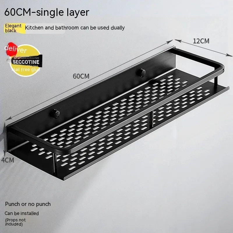 Modern 2-layer aluminium bathroom storage rack with 50kg capacity in a 60cm size option