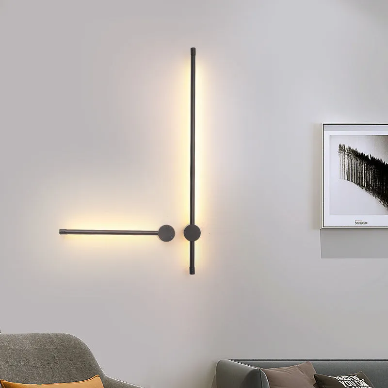 Nordic LED line wall lamp with iron shade, 50x7.5cm, offering 300-600mm size options