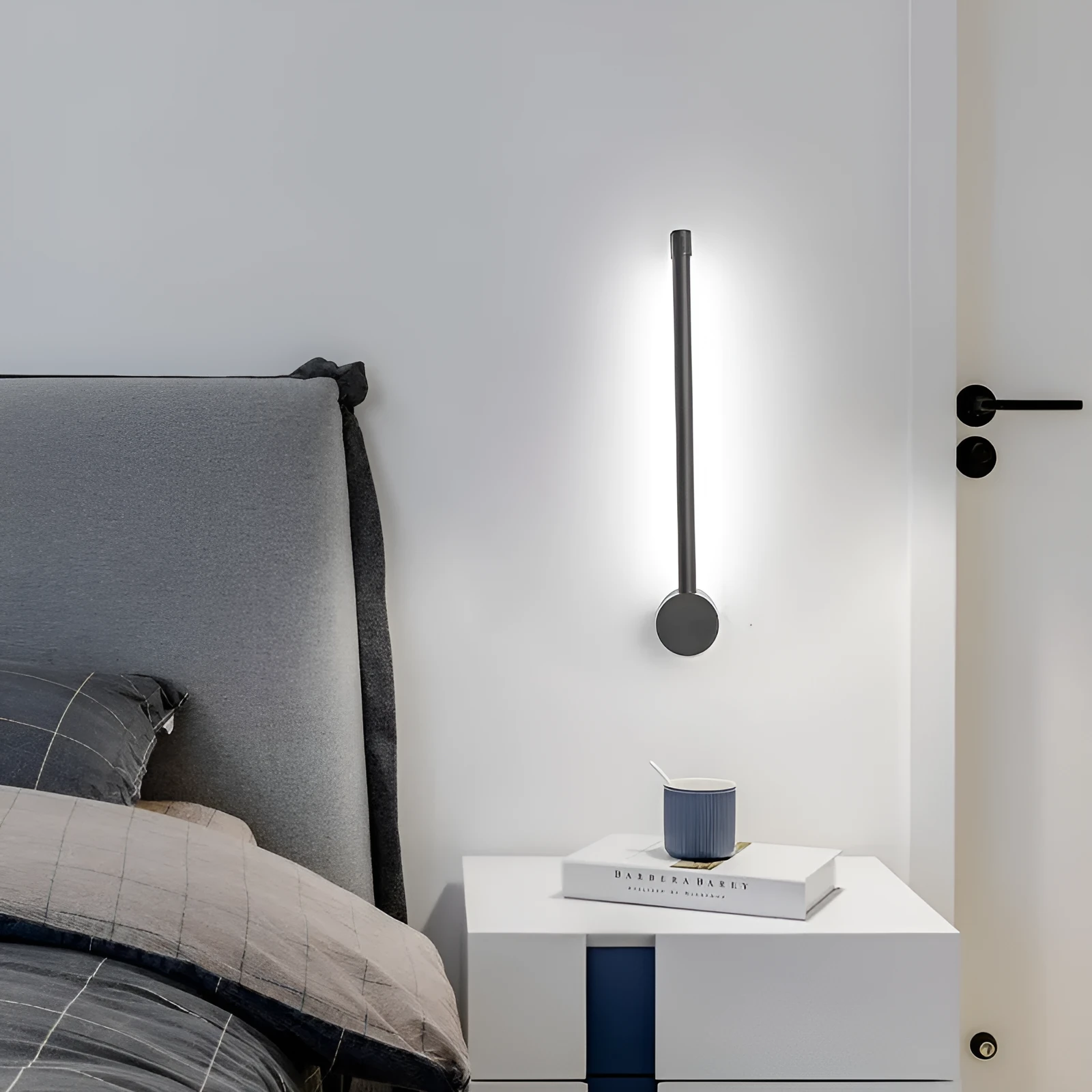 Nordic LED line wall lamp with iron shade, 50x7.5cm, offering 300-600mm size options
