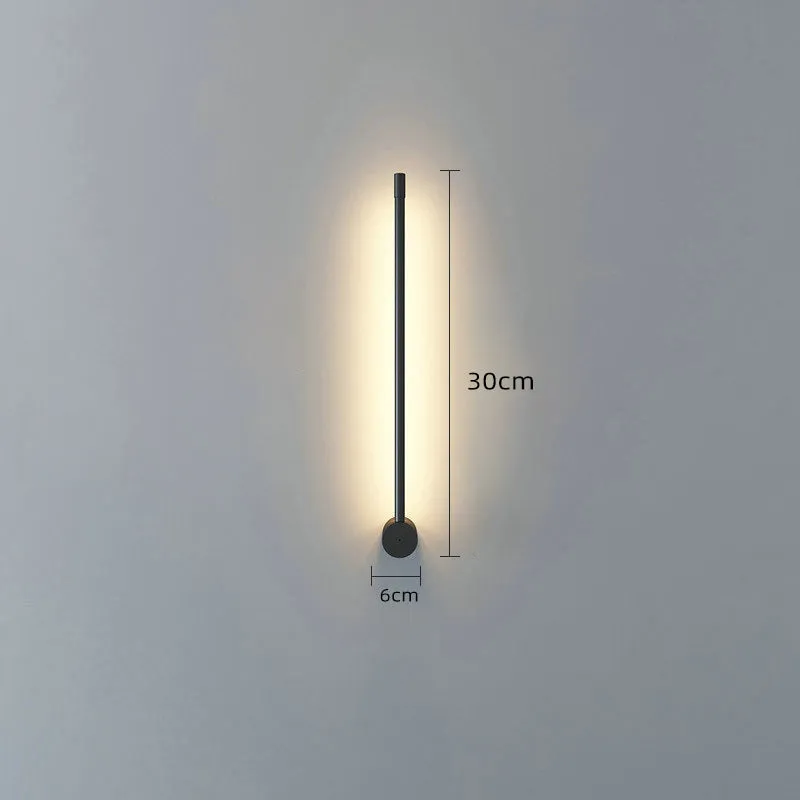 Nordic LED line wall lamp with iron shade, 50x7.5cm, offering 300-600mm size options