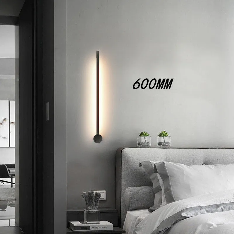 Nordic LED line wall lamp with iron shade, 50x7.5cm, offering 300-600mm size options