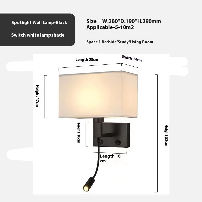 Modern simplicity fabric wall lamp with iron frame copper beige cloth cover for hotel study