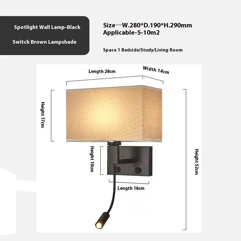 Modern simplicity fabric wall lamp with iron frame copper beige cloth cover for hotel study