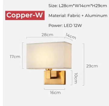 Modern simplicity fabric wall lamp with iron frame copper beige cloth cover for hotel study
