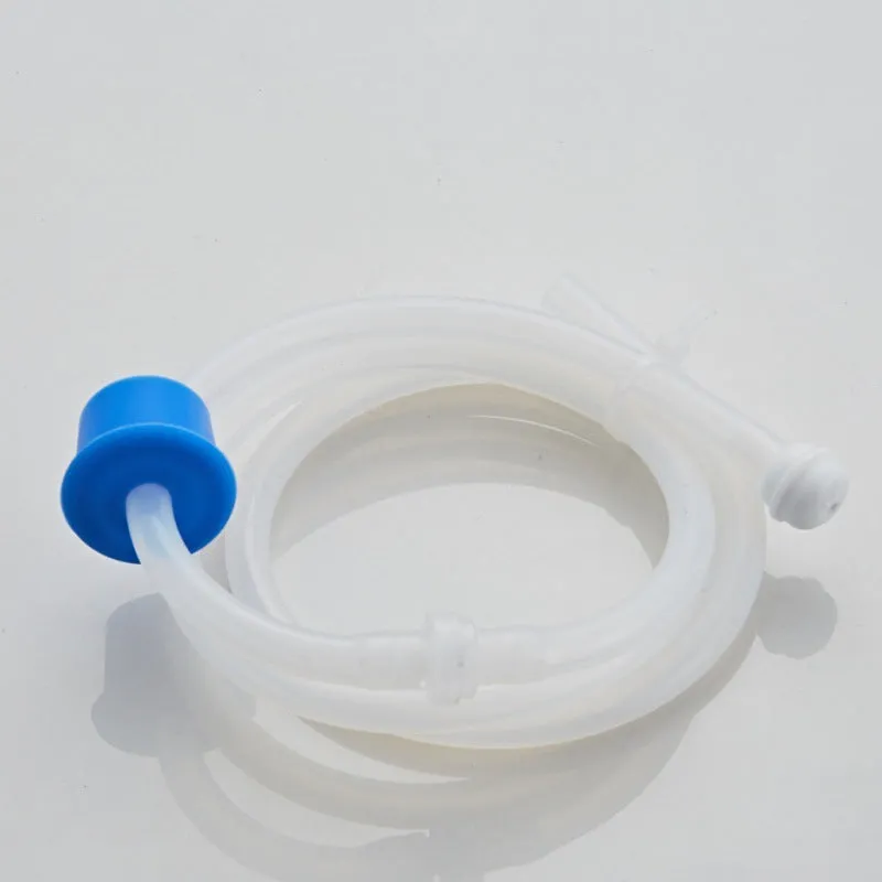 Stainless steel hand-press sink soap dispenser with 1.15m silicone extension tube for bathroom use
