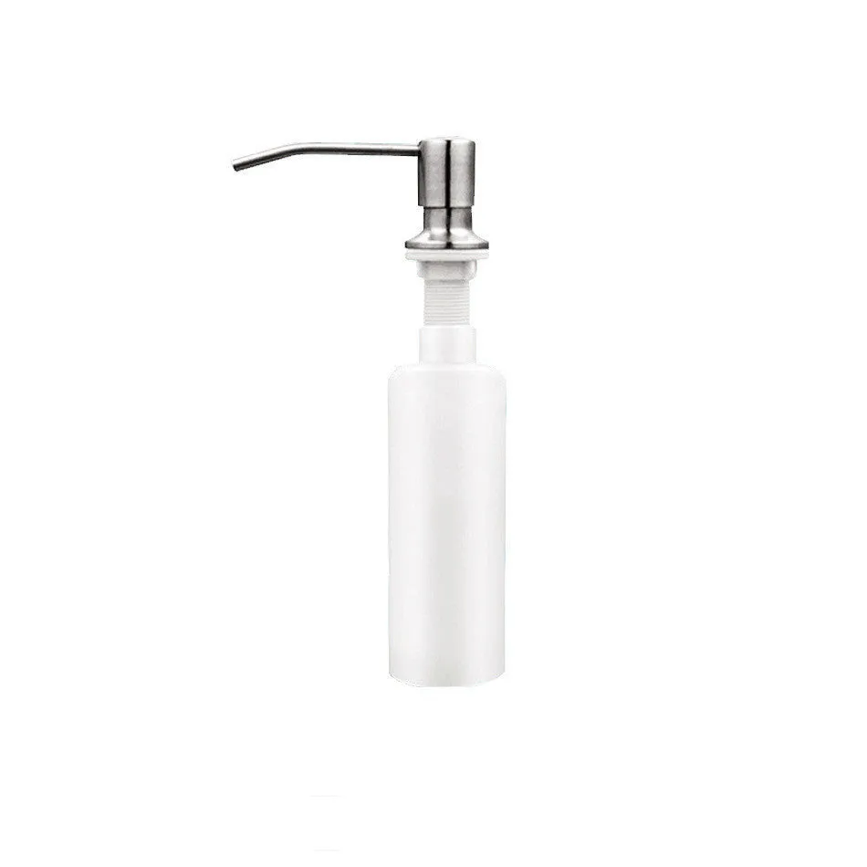 Stainless steel hand-press sink soap dispenser with 1.15m silicone extension tube for bathroom use