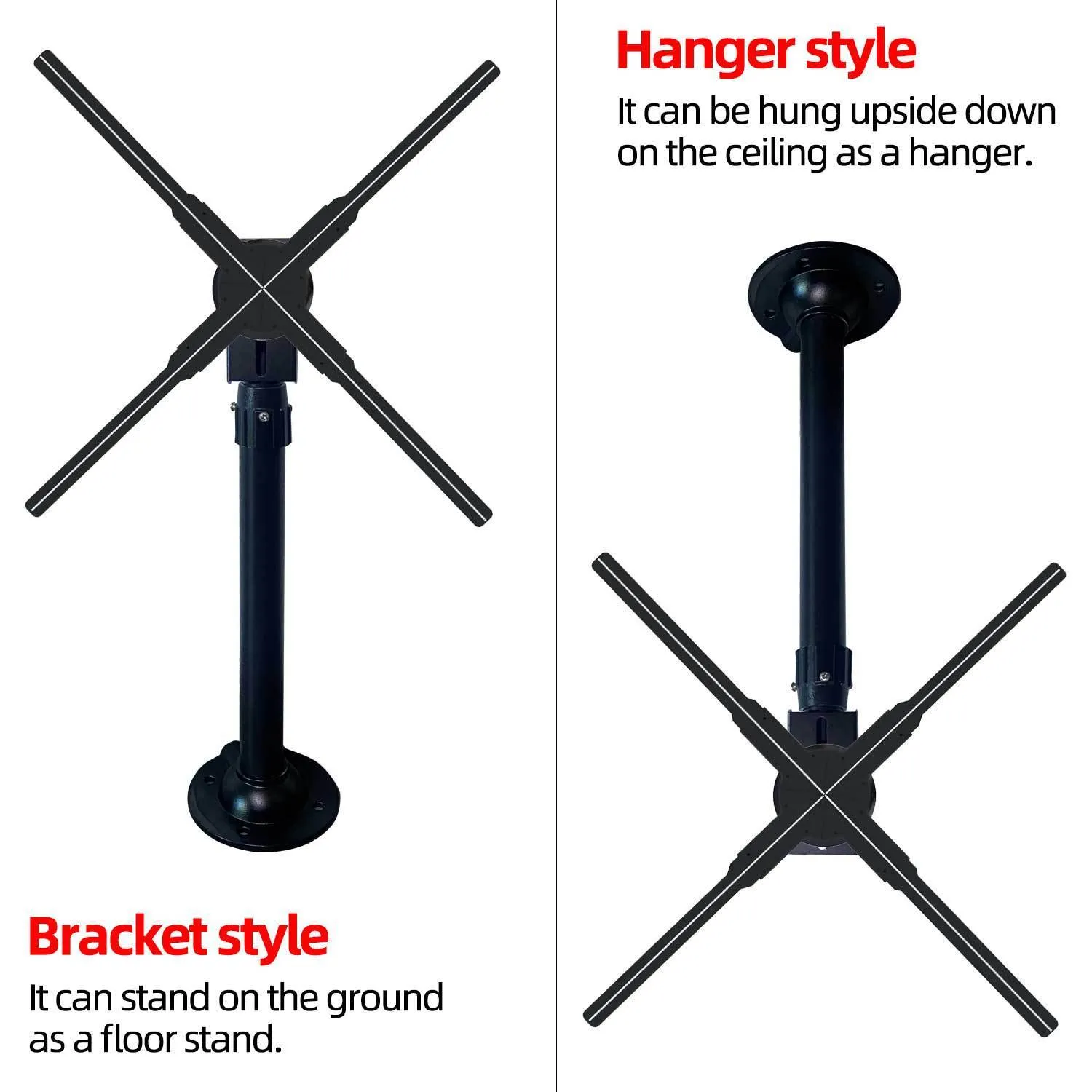 Black metal desktop hanger for holographic 3D projection fan advertising player bracket