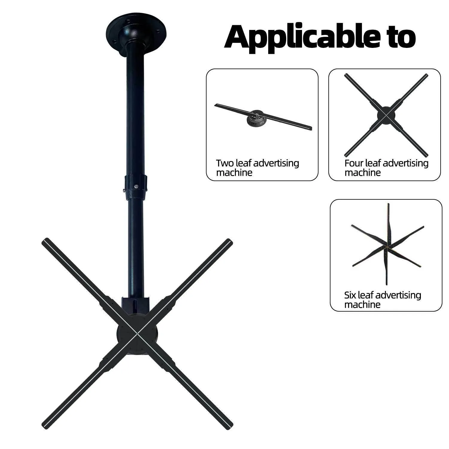 Black metal desktop hanger for holographic 3D projection fan advertising player bracket