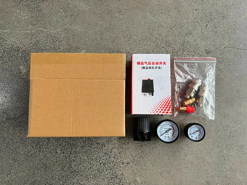 European air compressor pressure regulating valve with switch and connections for 220V/380V systems