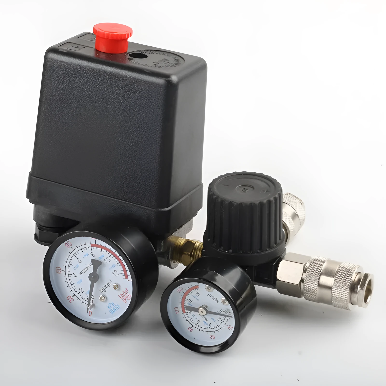 European air compressor pressure regulating valve with switch and connections for 220V/380V systems