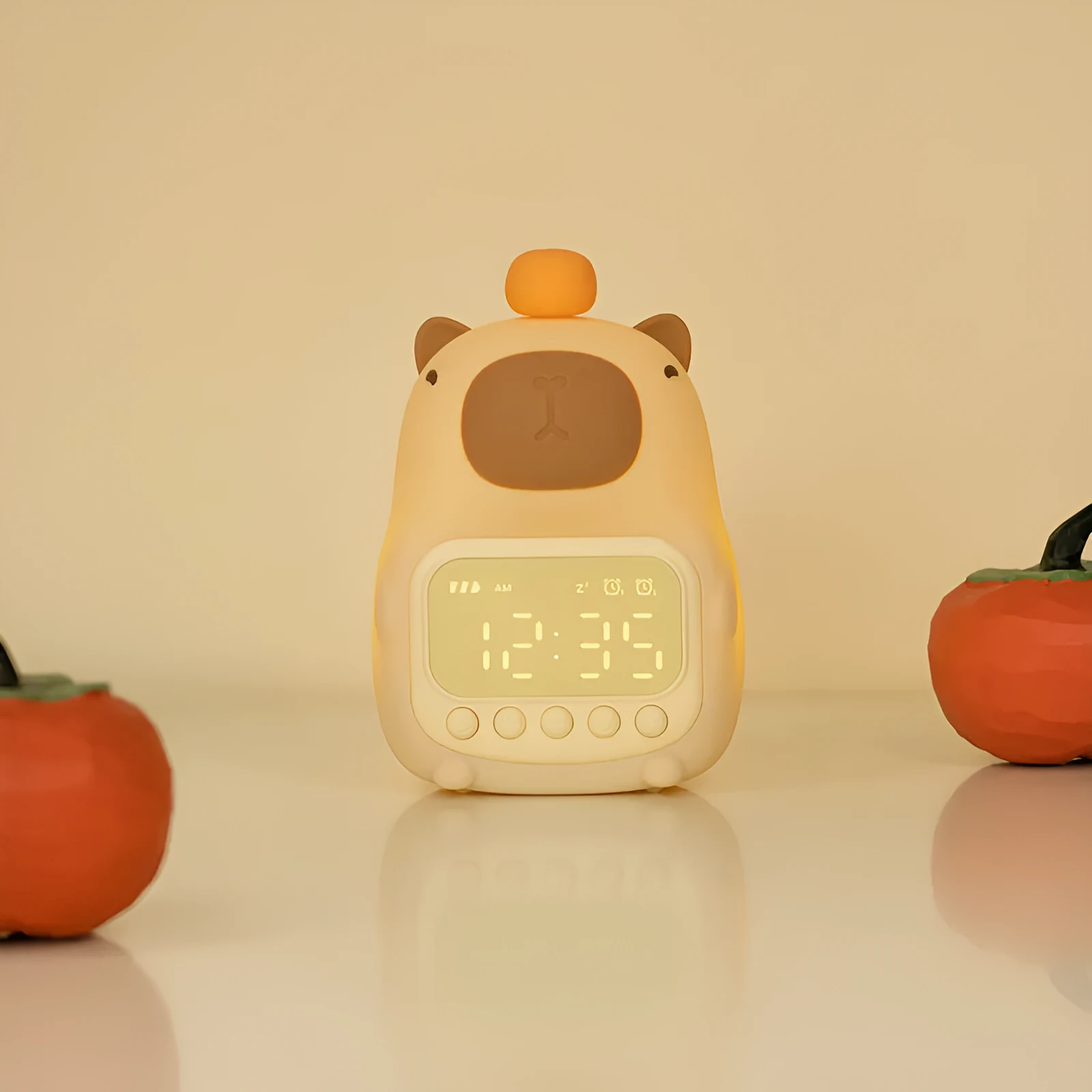 Silica gel alarm clock small night lamp rechargeable dimming night light with 1500mAh battery
