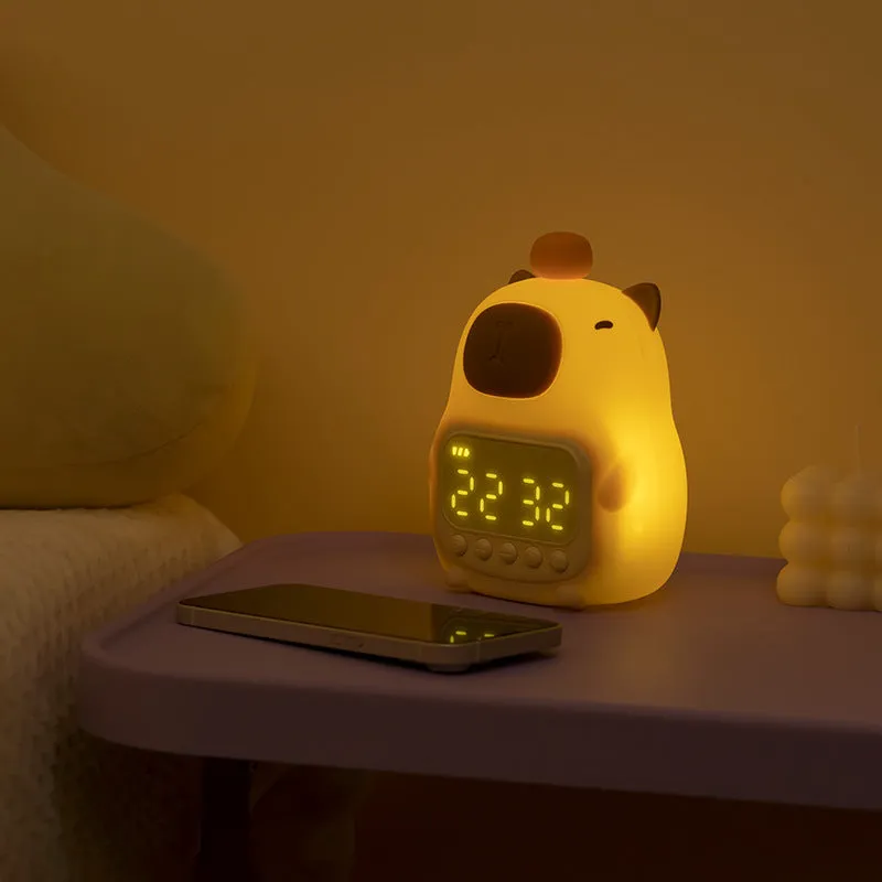 Silica gel alarm clock small night lamp rechargeable dimming night light with 1500mAh battery