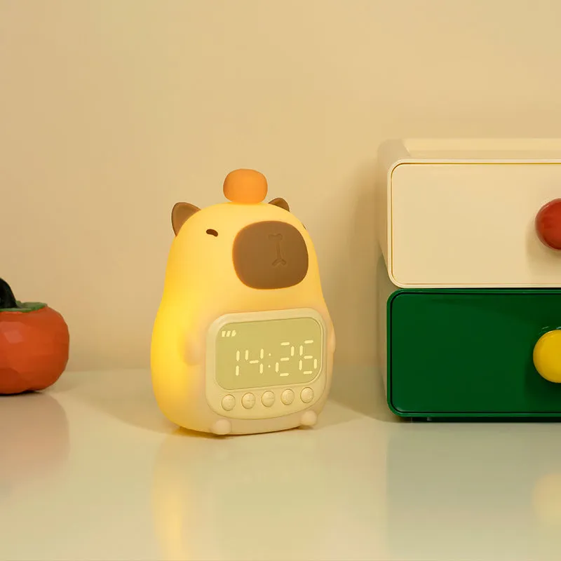 Silica gel alarm clock small night lamp rechargeable dimming night light with 1500mAh battery