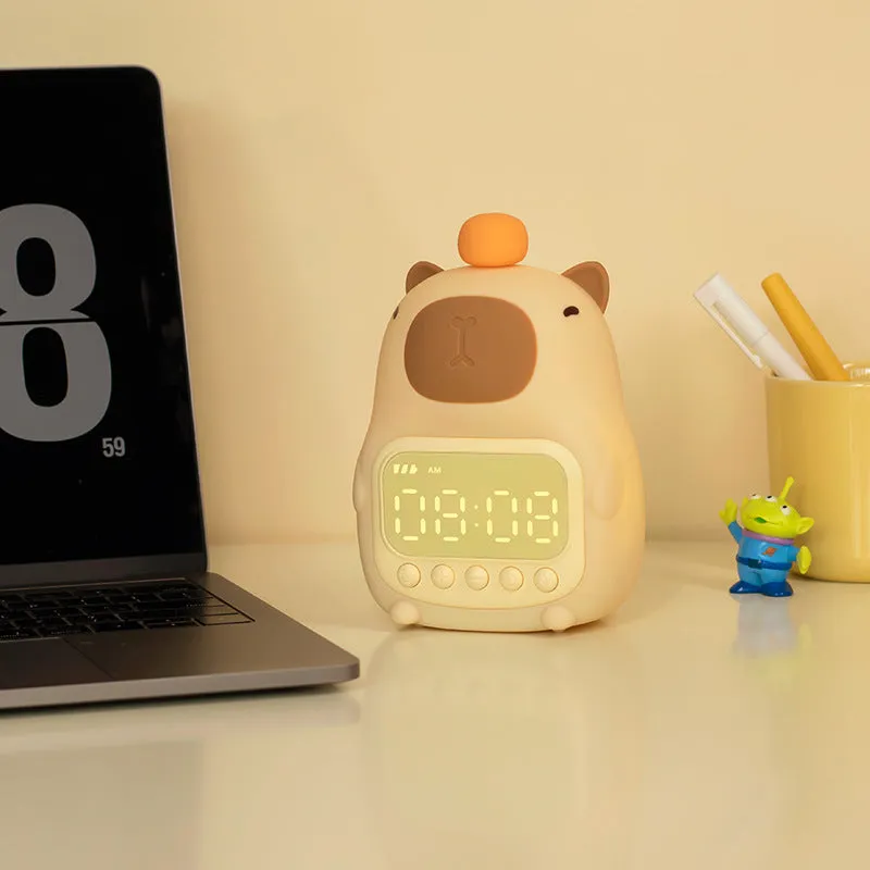 Silica gel alarm clock small night lamp rechargeable dimming night light with 1500mAh battery