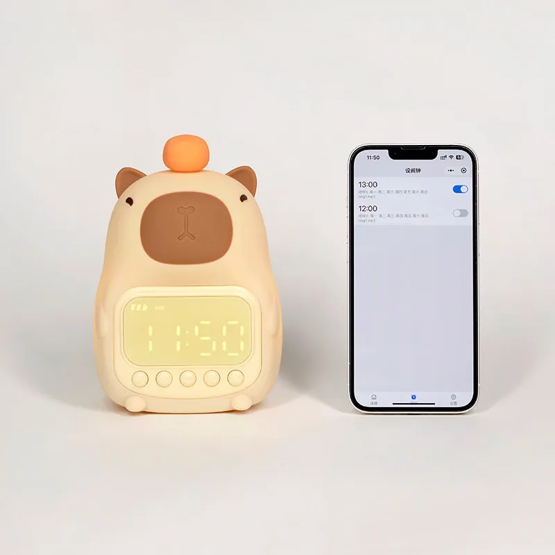 Silica gel alarm clock small night lamp rechargeable dimming night light with 1500mAh battery