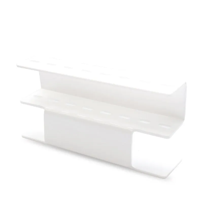 Acrylic tweezers display stand in white finish holding multiple tweezers upright