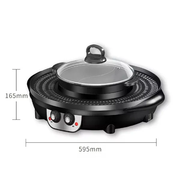 Multifunctional electric cooker hot pot barbecue all-in-one pot 5L 2300W Reunion Roast Black