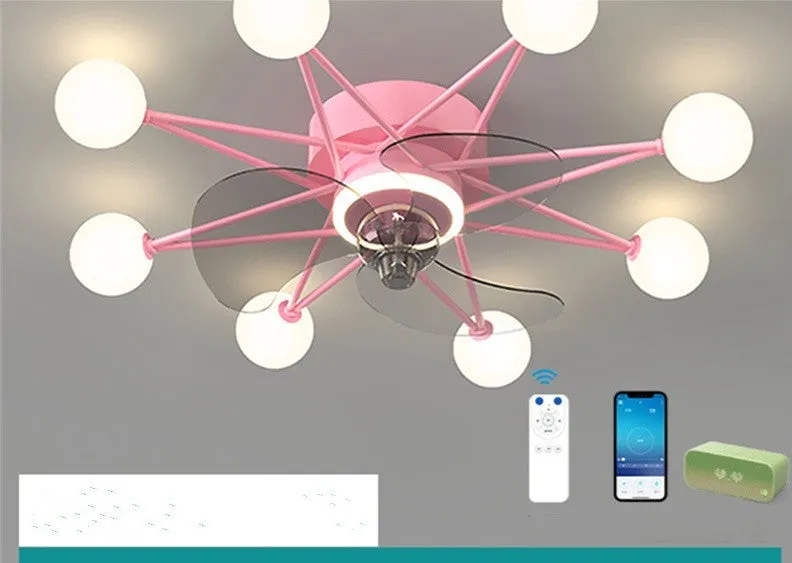 Nordic ceiling fan light with LED and Full of Stars design in black colour for living room
