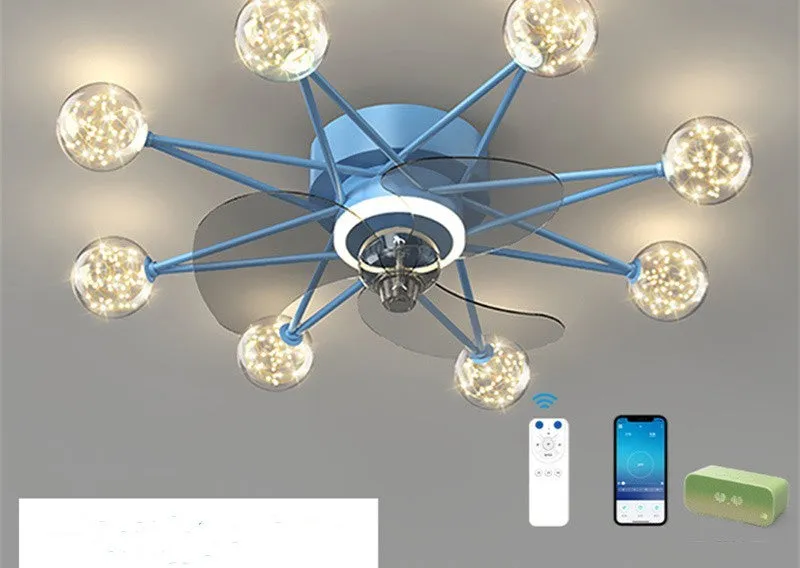 Nordic ceiling fan light with LED and Full of Stars design in black colour for living room