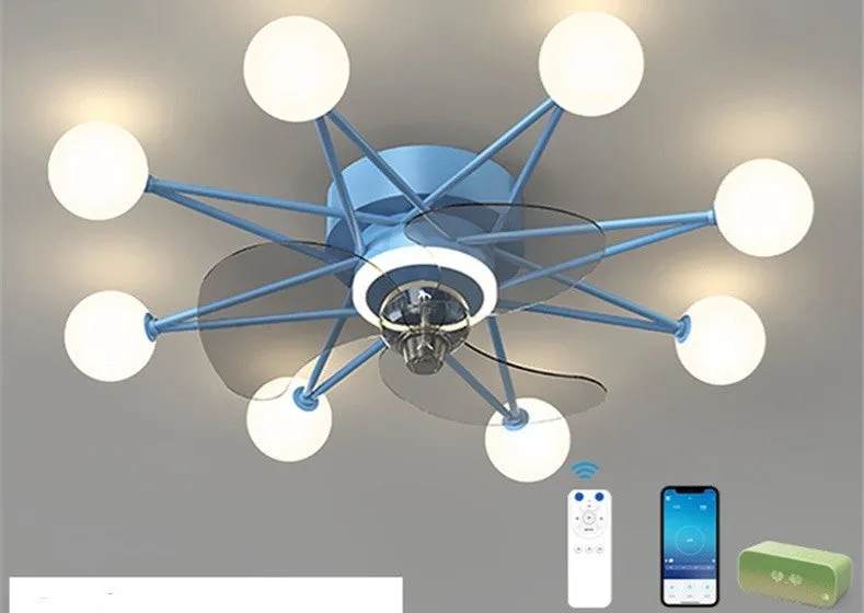 Nordic ceiling fan light with LED and Full of Stars design in black colour for living room