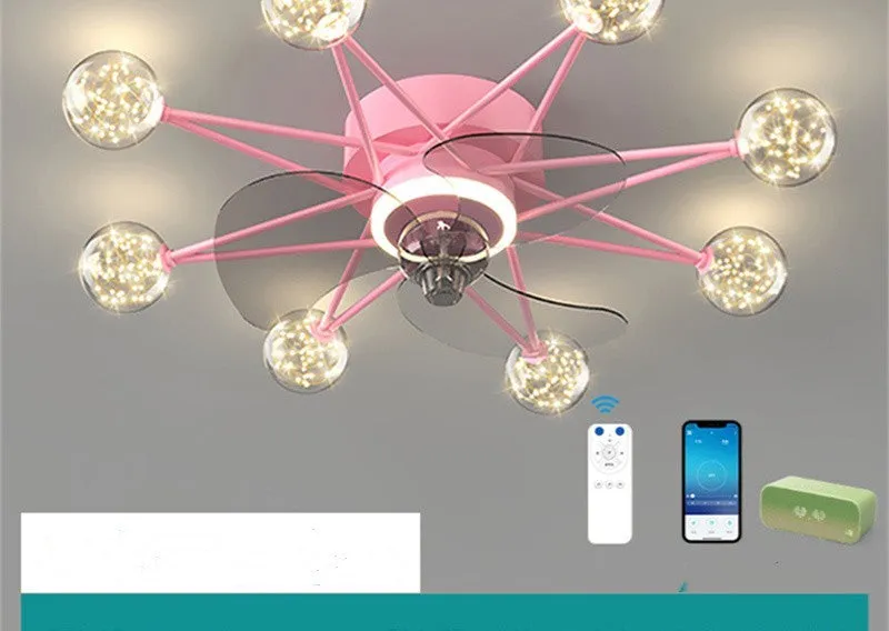Nordic ceiling fan light with LED and Full of Stars design in black colour for living room