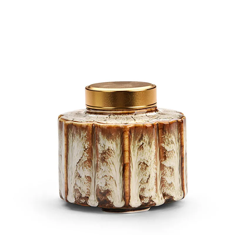 Ceramic tea pot storage tank with lotus leaf kiln transmutation glaze in celadon colour